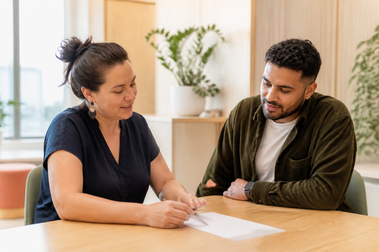 A plan manager and participant discussing an individual support plan